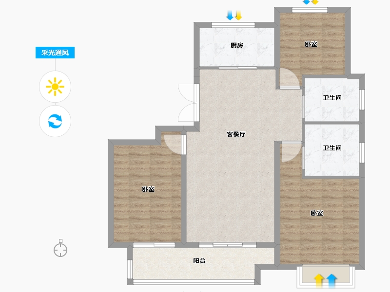 江苏省-盐城市-慧学铭苑-98.00-户型库-采光通风