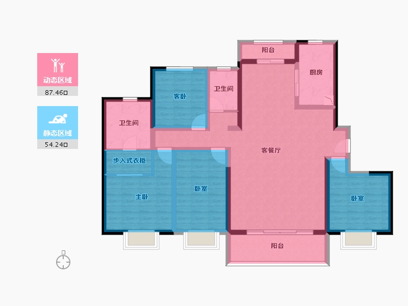 陕西省-西安市-汉华原上-126.04-户型库-动静分区