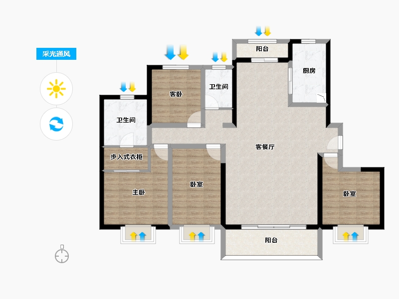 陕西省-西安市-汉华原上-126.04-户型库-采光通风