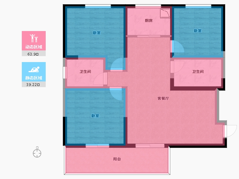 陕西省-咸阳市-中昌·如意城-91.75-户型库-动静分区