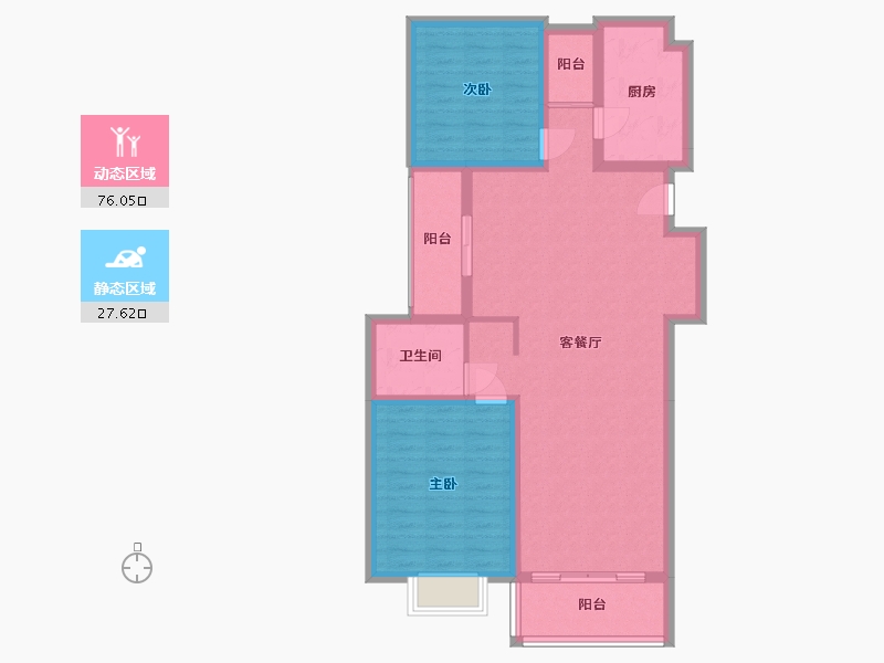 江苏省-盐城市-绿城东台柳岸晓风-92.96-户型库-动静分区