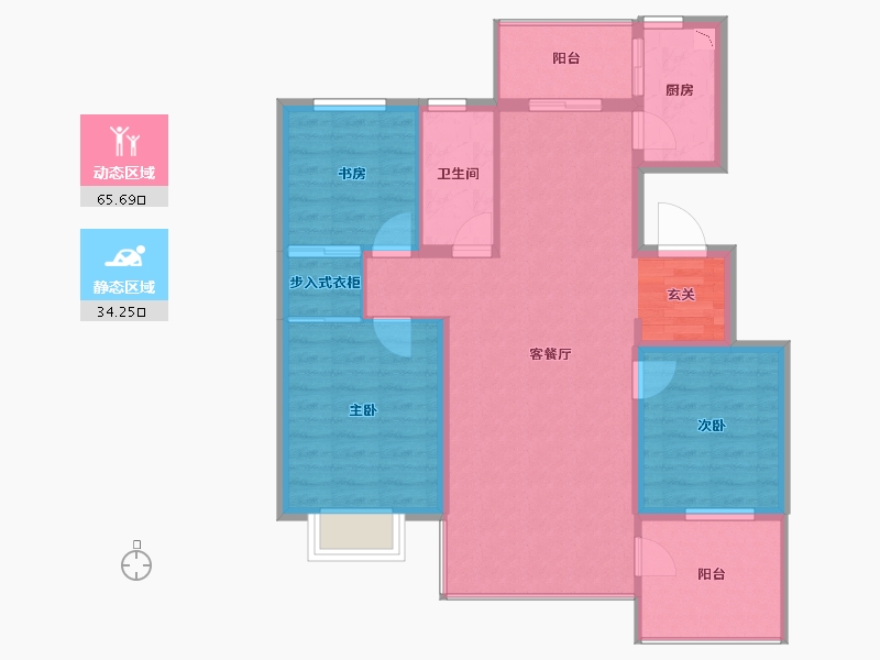 陕西省-宝鸡市-合力紫院-90.61-户型库-动静分区