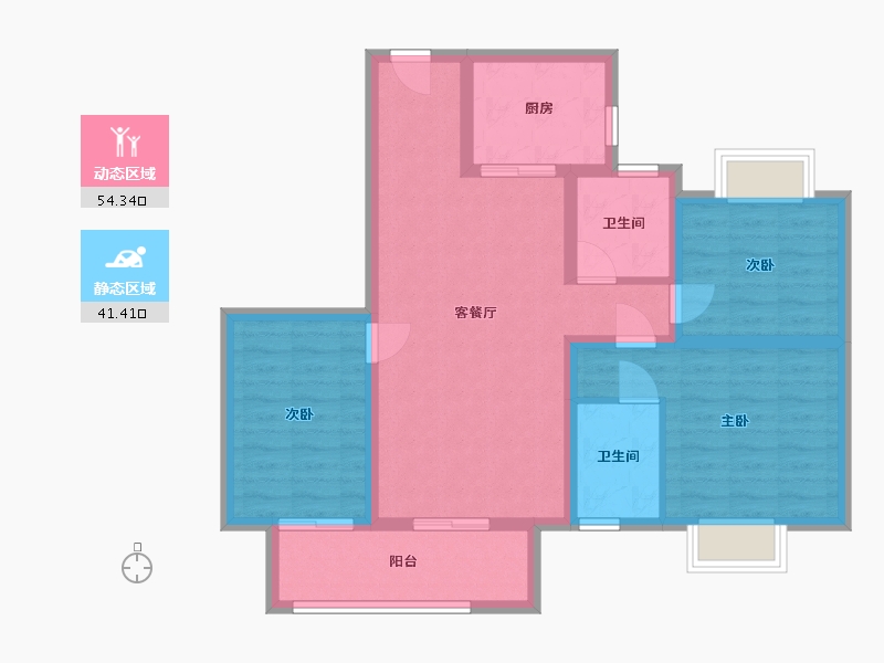 江苏省-泰州市-新城丹霞花园-85.00-户型库-动静分区