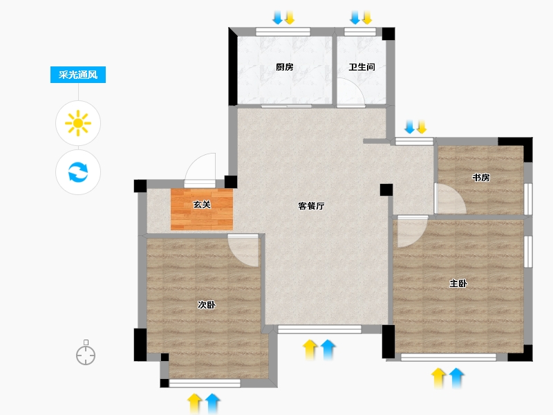 浙江省-台州市-景瑞·枫云府-78.07-户型库-采光通风