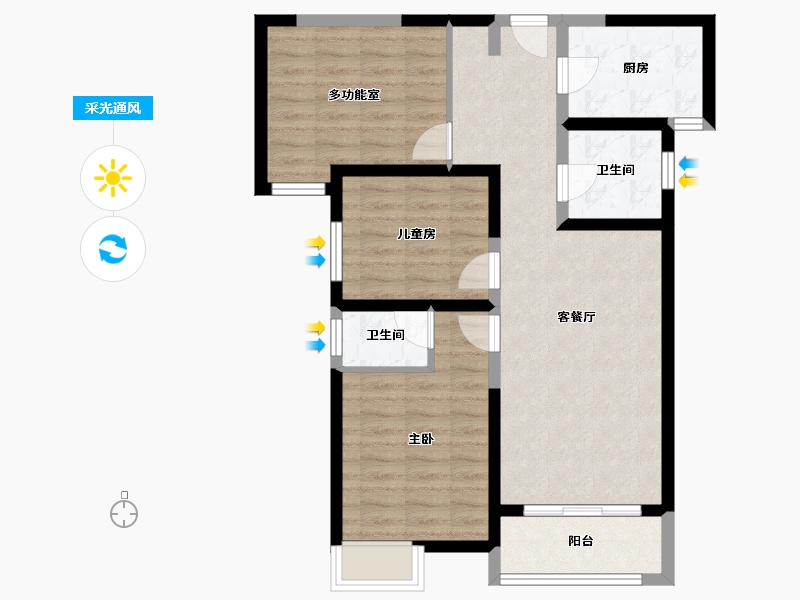 陕西省-咸阳市-华泰玉景台-79.62-户型库-采光通风