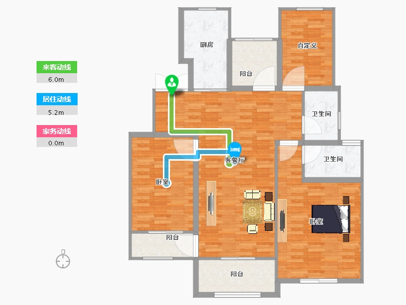 江苏省-扬州市-华建A.R.T上院-110.00-户型库-动静线