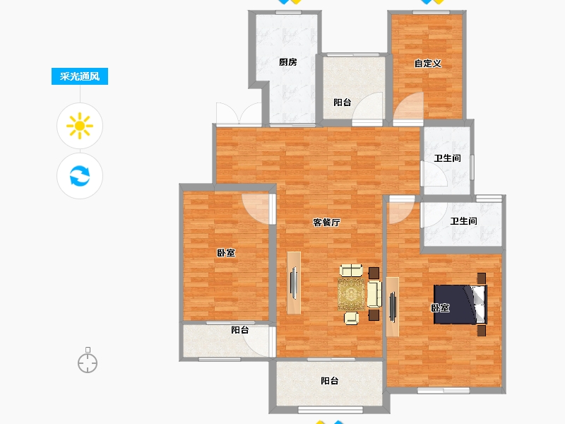 江苏省-扬州市-华建A.R.T上院-110.00-户型库-采光通风