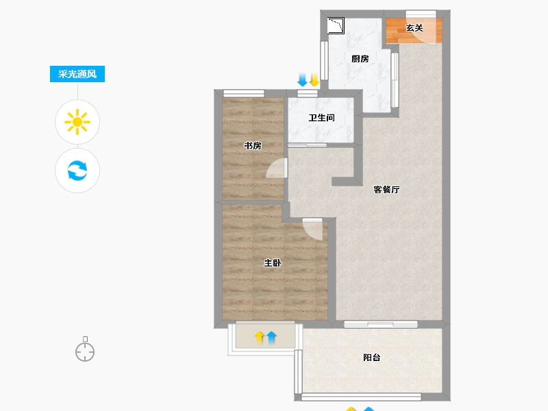 江苏省-南京市-雅居乐雅郡兰庭-60.99-户型库-采光通风