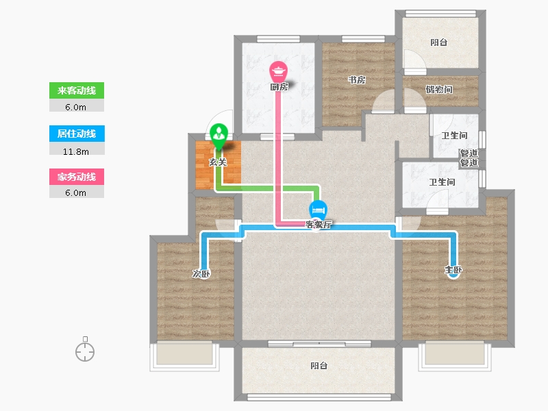 江苏省-苏州市-尚隽华庭-112.00-户型库-动静线