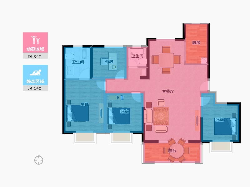 陕西省-西安市-汉华原上-107.41-户型库-动静分区