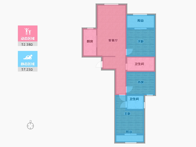 甘肃省-兰州市-九洲城二期-96.82-户型库-动静分区