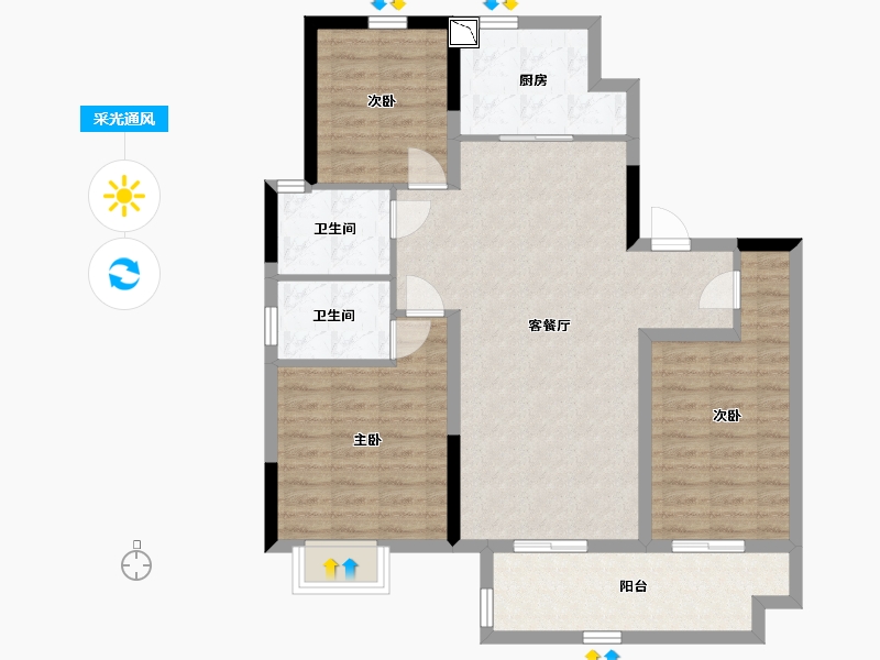 江苏省-南通市-观澜台-94.00-户型库-采光通风