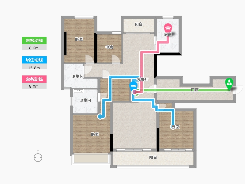 浙江省-杭州市-融创玖樟台-124.83-户型库-动静线