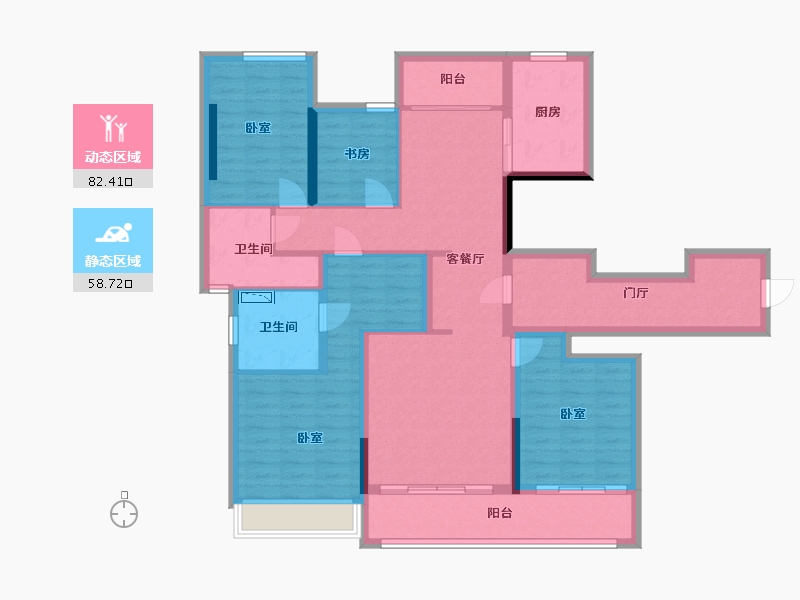 浙江省-杭州市-融创玖樟台-124.83-户型库-动静分区