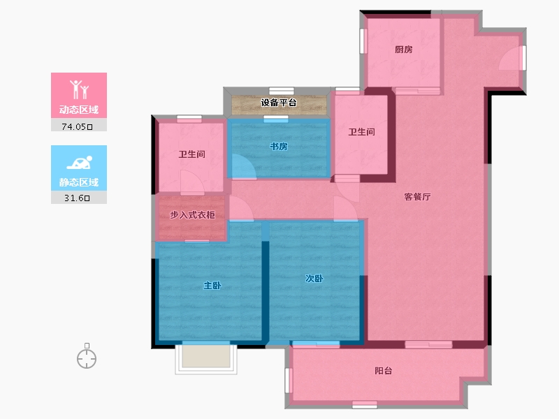 江苏省-南通市-观澜台-96.00-户型库-动静分区