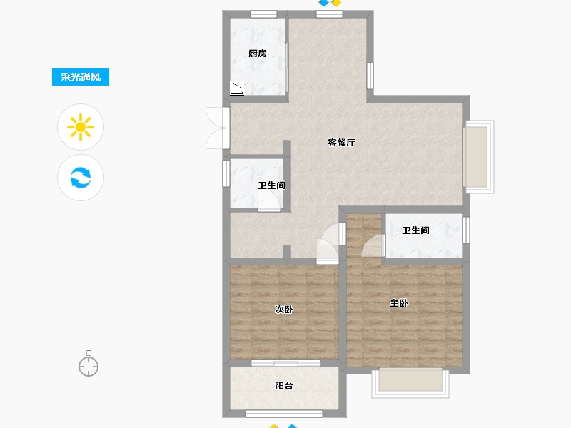 江苏省-淮安市-宏元国际广场-90.10-户型库-采光通风