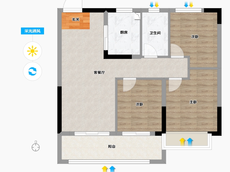 江苏省-南京市-望江悦府-71.00-户型库-采光通风