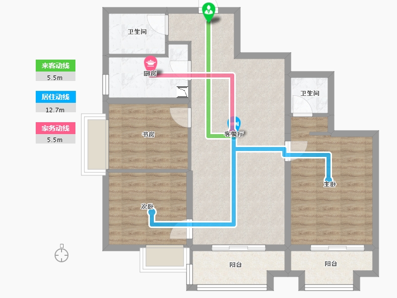 陕西省-安康市-安建·阳光尚都-84.64-户型库-动静线