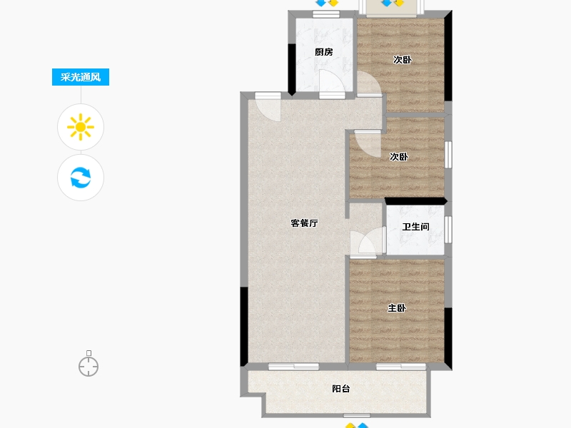 江苏省-南通市-悦湖四季-78.00-户型库-采光通风