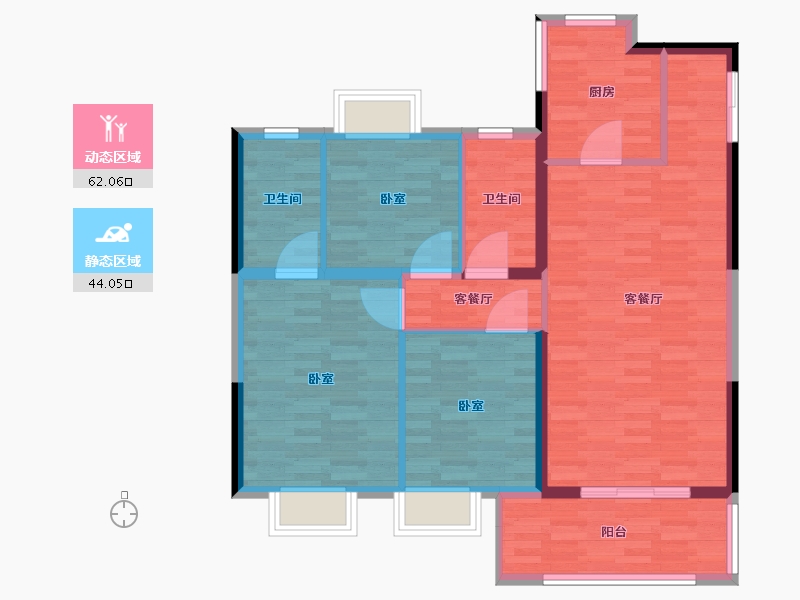 江苏省-南通市-海门沁园-96.00-户型库-动静分区