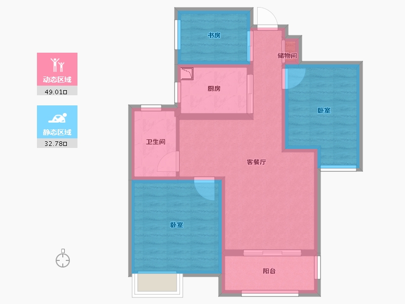 江苏省-无锡市-复地公园城邦达令港-71.96-户型库-动静分区