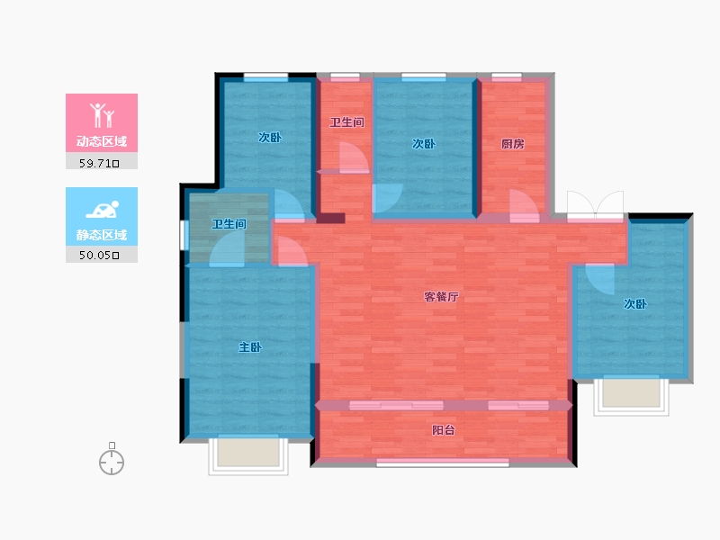 青海省-西宁市-中房海东萨尔斯堡-98.23-户型库-动静分区