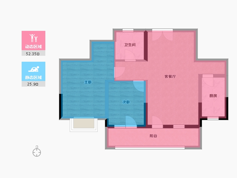 青海省-西宁市-中房海东萨尔斯堡-69.22-户型库-动静分区