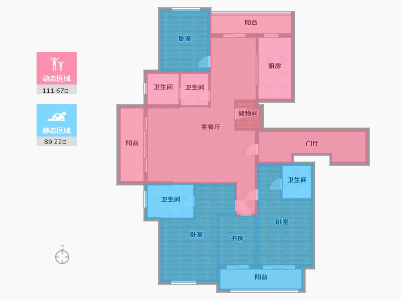 浙江省-杭州市-天都城天熙公馆-181.52-户型库-动静分区