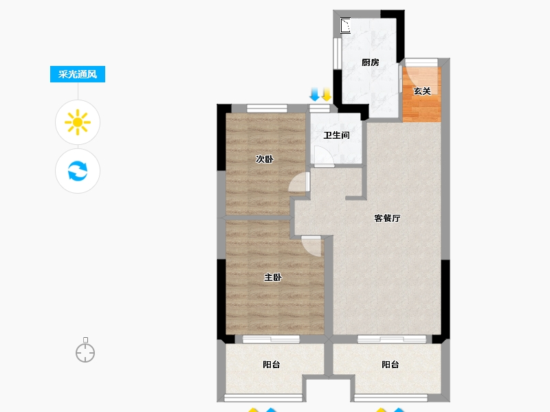 江苏省-南京市-四季金辉观岚-61.99-户型库-采光通风