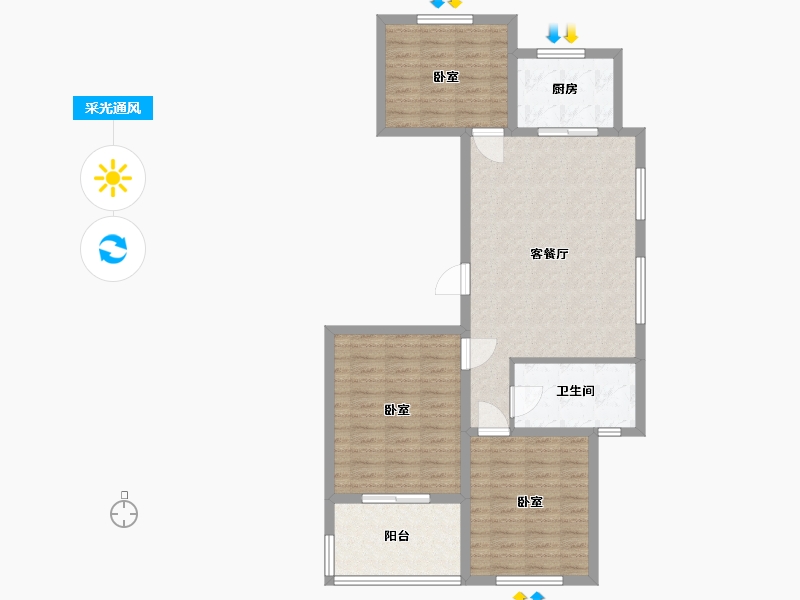 江苏省-镇江市-天怡·南郡-88.00-户型库-采光通风