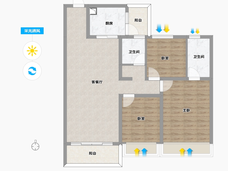 江苏省-南京市-碧桂园世纪城邦-94.00-户型库-采光通风