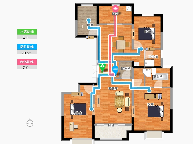 陕西省-西安市-金辉世界城-125.00-户型库-动静线