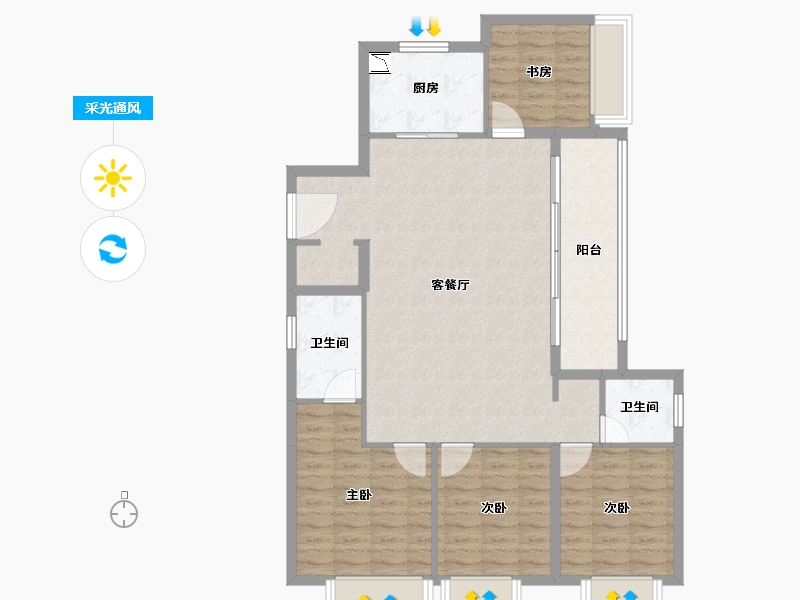 江苏省-苏州市-华侨城翡翠天域-108.00-户型库-采光通风