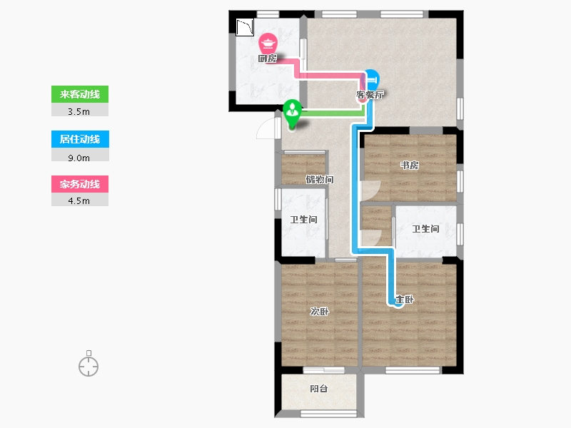 江苏省-淮安市-绿地御园-76.00-户型库-动静线