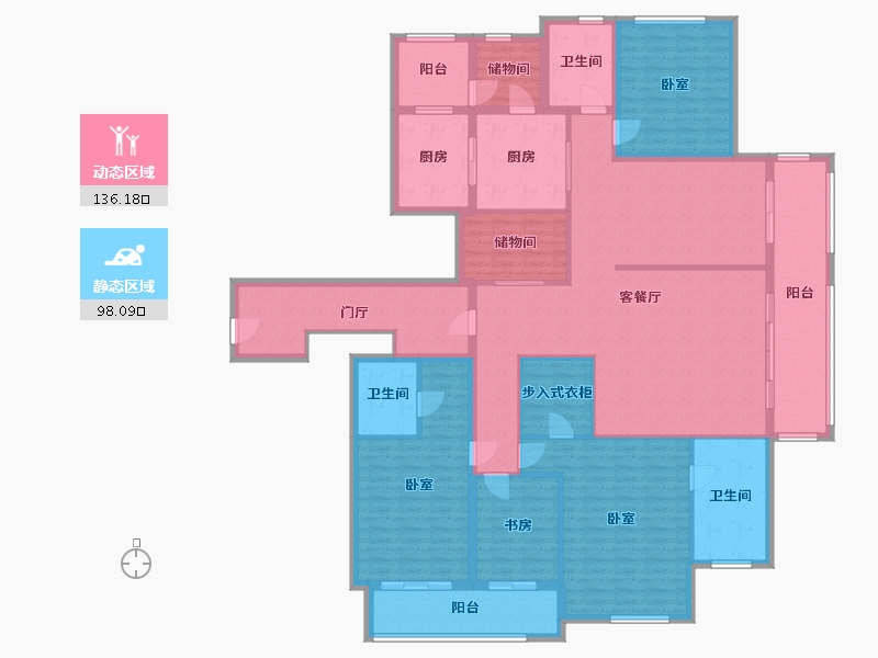 浙江省-杭州市-天都城天熙公馆-212.55-户型库-动静分区