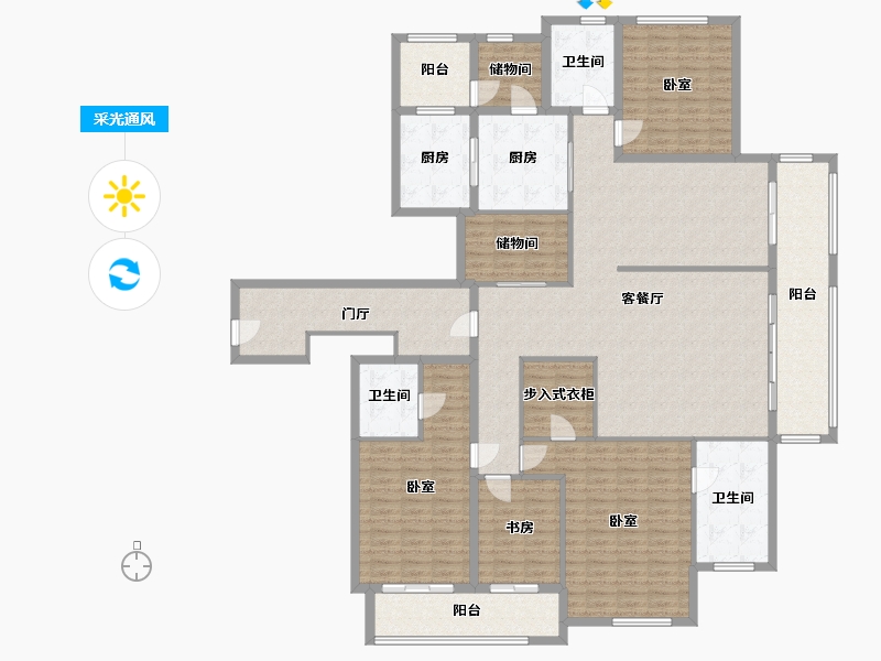 浙江省-杭州市-天都城天熙公馆-212.55-户型库-采光通风