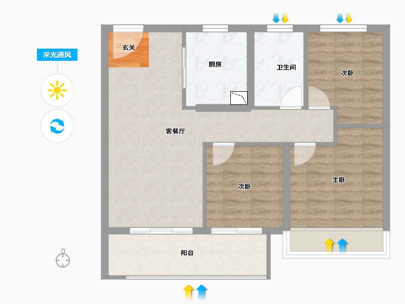 江苏省-南京市-都会诚品-71.00-户型库-采光通风