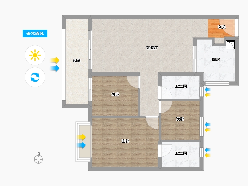 江苏省-南京市-雅居乐雅郡兰庭-84.00-户型库-采光通风