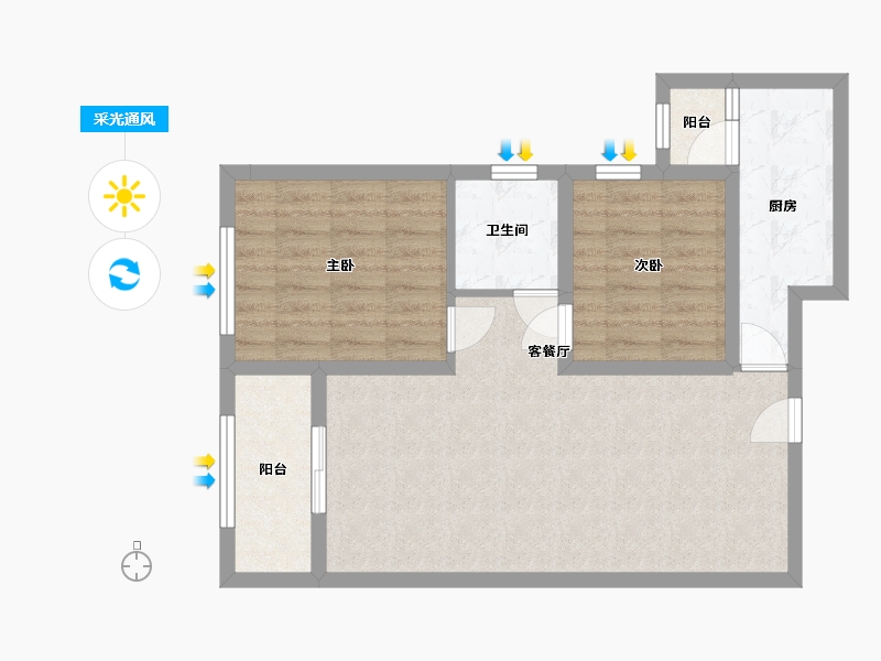 青海省-西宁市-紫御蘭庭-68.23-户型库-采光通风