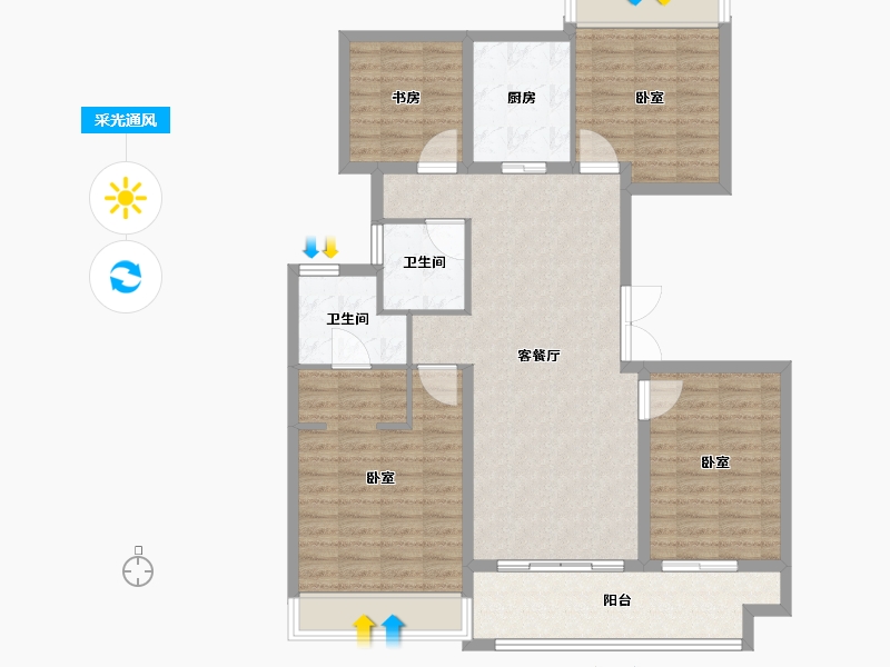 江苏省-宿迁市-华莱书香水韵-110.00-户型库-采光通风