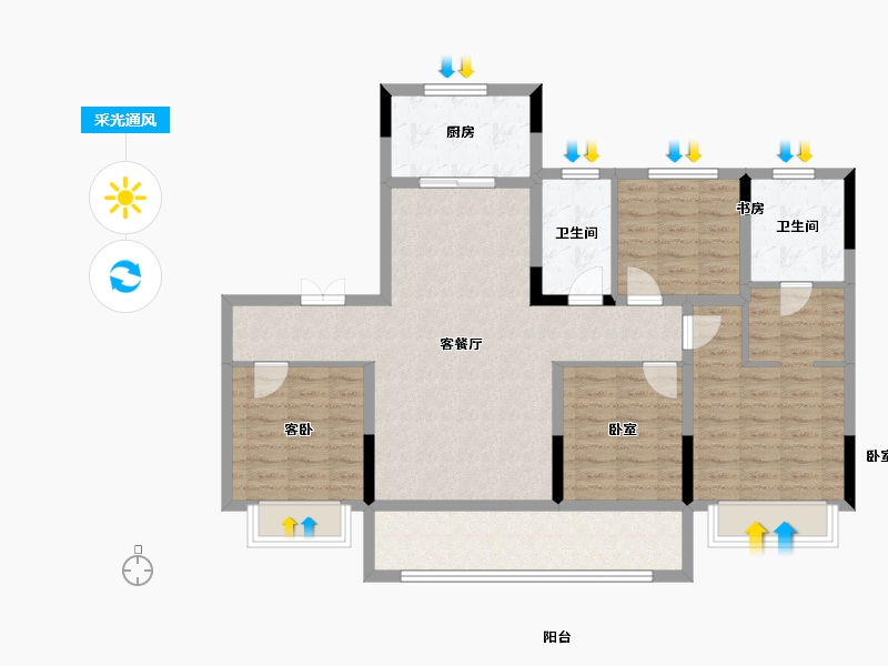 浙江省-杭州市-世茂璀璨澜庭-106.00-户型库-采光通风