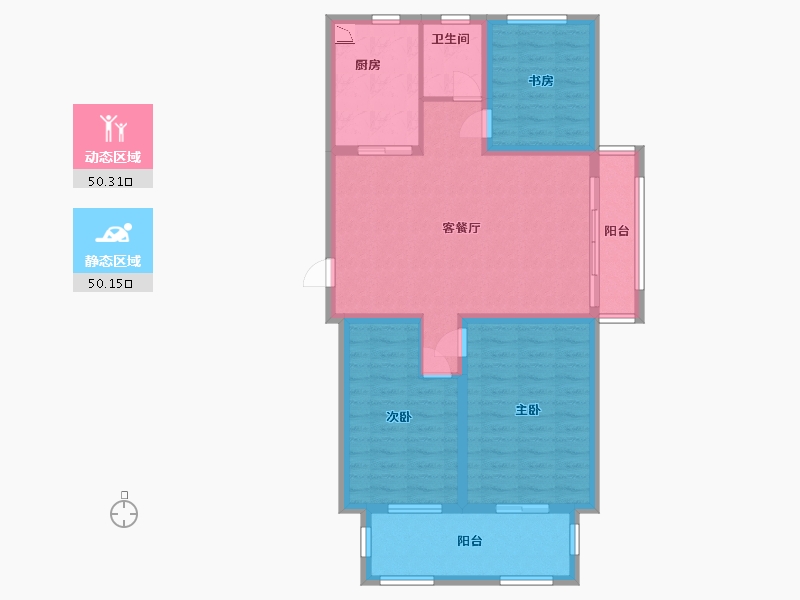 江苏省-淮安市-香格里拉花园-89.60-户型库-动静分区