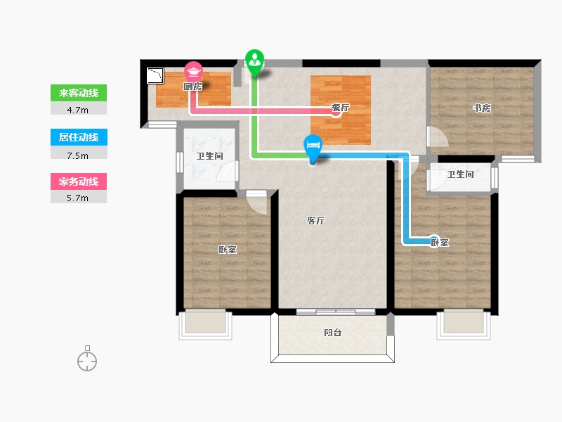 陕西省-咸阳市-华泰玉景台-99.00-户型库-动静线