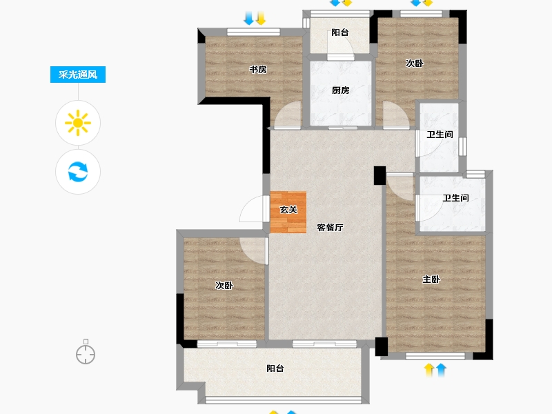 浙江省-台州市-新河首府壹号-98.75-户型库-采光通风