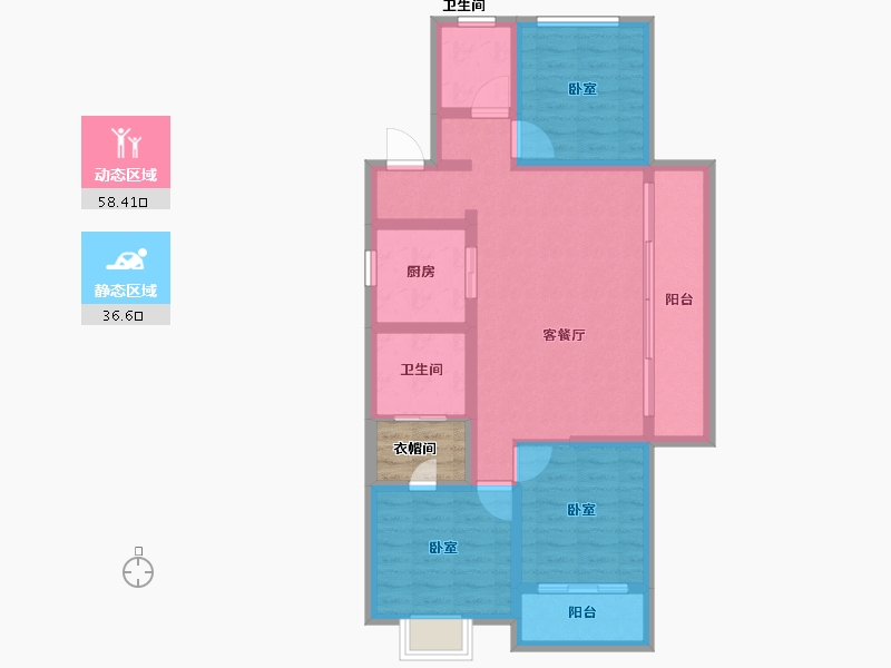 浙江省-杭州市-世茂璀璨澜庭-87.50-户型库-动静分区