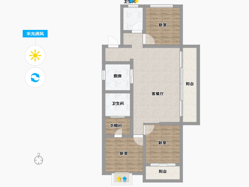 浙江省-杭州市-世茂璀璨澜庭-87.50-户型库-采光通风