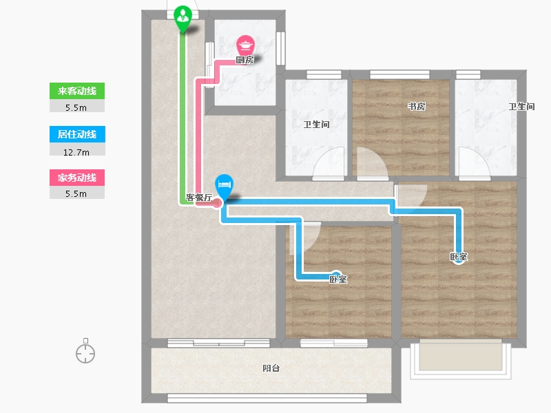 浙江省-杭州市-世茂璀璨澜庭-77.99-户型库-动静线