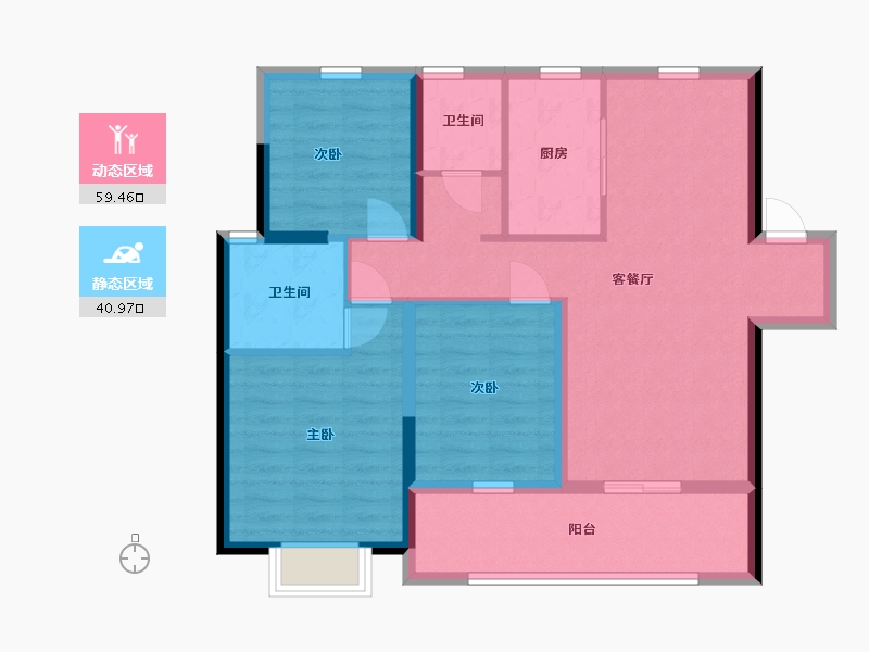 陕西省-西安市-绿地峰辉-89.50-户型库-动静分区