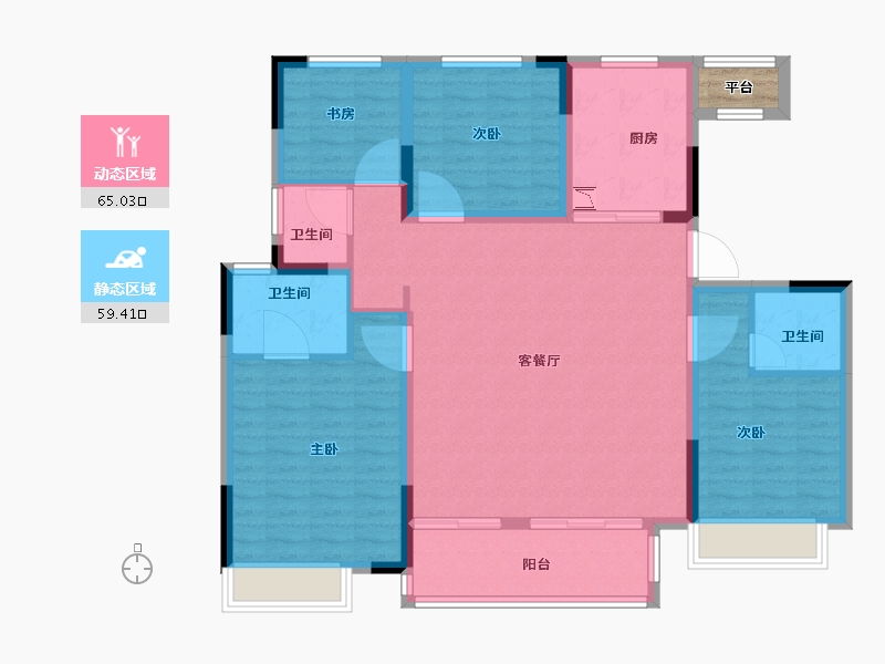 江苏省-徐州市-绿地湖语墅·尊樾-114.01-户型库-动静分区