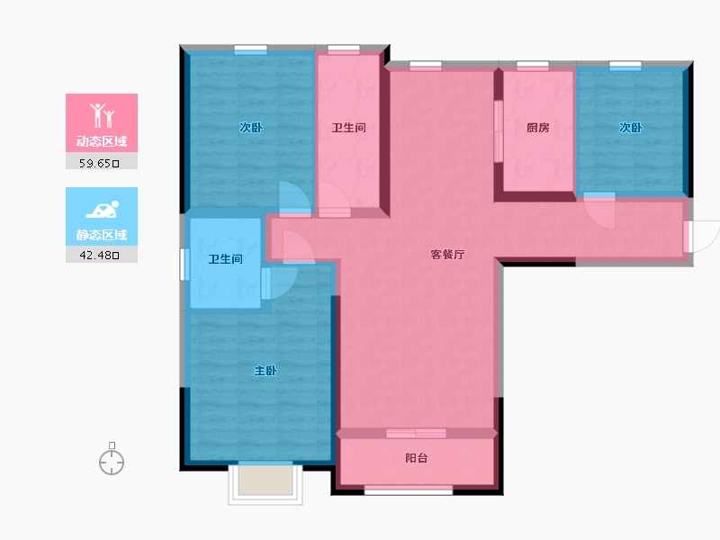 青海省-西宁市-紫御蘭庭-90.77-户型库-动静分区